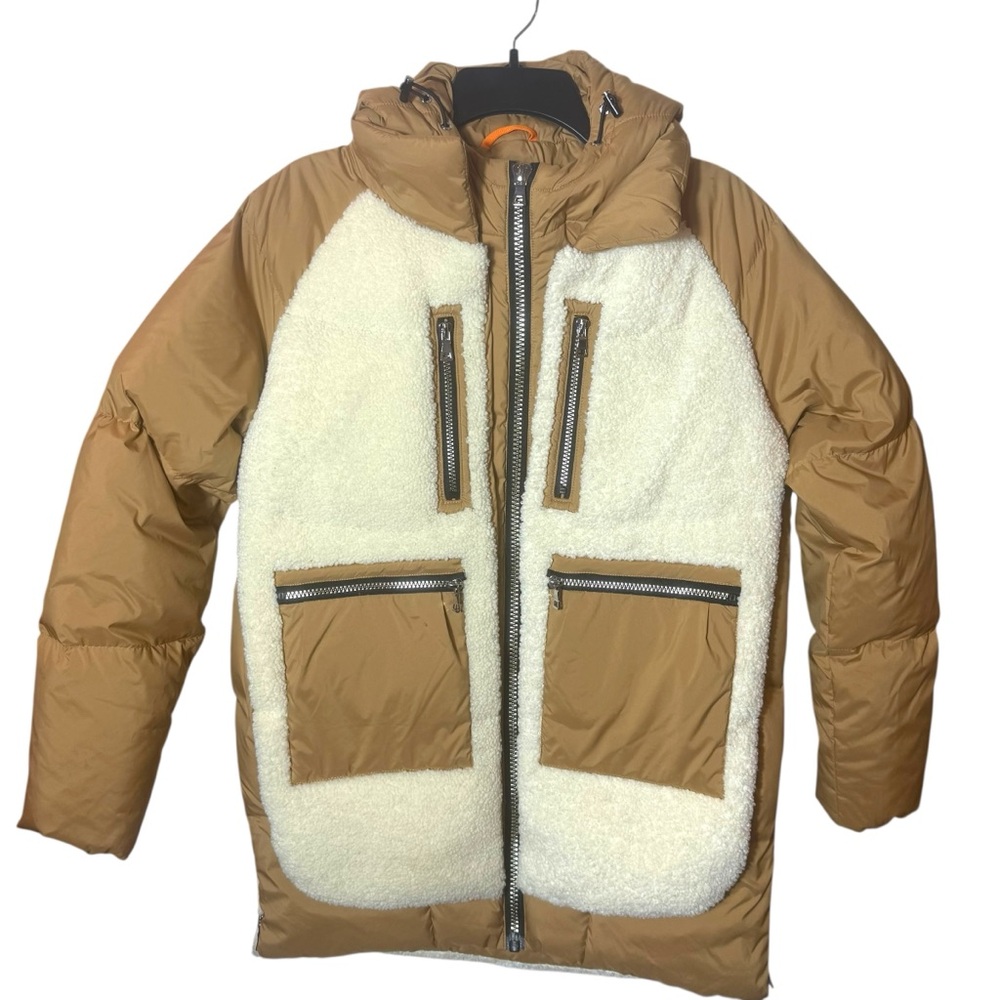 Orolay 092 O-Lab Fuzzy Fleece Puffer Down Jacket • Khaki Sherpa • Size Small